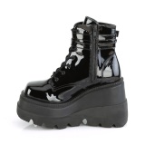 Patent 11,5 cm SHAKER-52 wedge ankle boots platform black