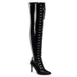 Patent 13 cm DOMINA thigh high stretch overknee boots with wide calf