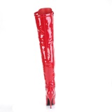 Patent 13 cm SEDUCE-3024 Red overknee boots with laces