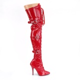 Patent 13 cm SEDUCE-3028 Red overknee boots with laces