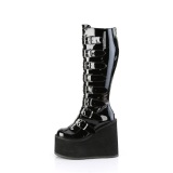 Patent 14 cm demoniacult stretch platform boots with wide calf