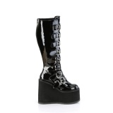 Patent 14 cm demoniacult stretch platform boots with wide calf