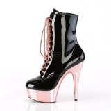 Patent 15,5 cm DELIGHT-1020 Rose Chrome Platform Ankle Calf Boots