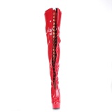 Patent 15 cm DELIGHT-3027 Red overknee boots with laces