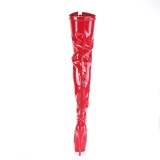 Patent 15 cm DELIGHT-3027 Red overknee boots with laces