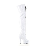 Patent 15 cm DELIGHT-3027 White overknee boots with laces