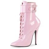 Patent 15 cm DOMINA-1023 Rosa ankle boots high heels