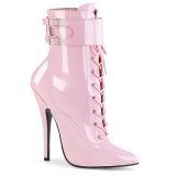 Patent 15 cm DOMINA-1023 Rosa ankle boots high heels