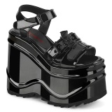 Patent 15 cm Demonia WAVE-13 lolita platform wedge sandals