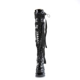 Patent 15 cm WAVE-315 Wedge Platform Thigh High Boots Black