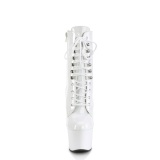 Patent 18 cm SKY-1020 White lace up high heels ankle boots