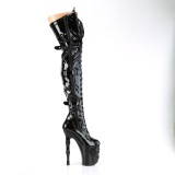 Patent 20 cm RAPTURE-3028 skull platform overknee high heel boots