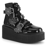 Patent 7,5 cm CREEPER-260 creepers boots women - rockabilly boots with buckle