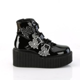 Patent 7,5 cm CREEPER-260 creepers boots women - rockabilly boots with buckle