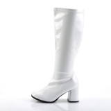 Patent 7,5 cm GOGO-300X knee high womens boots with wide calf