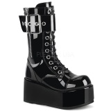 Patent 9,5 cm PETROL-150 demoniacult boots - unisex platform boots