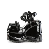 Patent Black 15 cm DemoniaCult WAVE-20 lolita platform wedge sandals