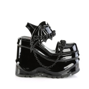 Patent Black 15 cm DemoniaCult WAVE-20 lolita platform wedge sandals