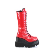 Patent boots 11,5 cm SHAKER-72 goth lace up platform boots red