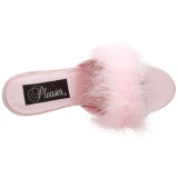 Pink 8 cm AMOUR-03 Marabou Feathers Mules Shoes