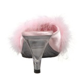 Pink 8 cm BELLE-301F Marabou Feathers Mules Shoes