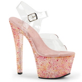 Pink Crystal 18 cm CRYSTALIZE-308TL High Heeled Evening Sandals