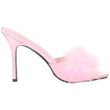 Pink Feathers 10 cm CLASSIQUE-01F High Women Mules Shoes for Men