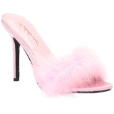 Pink Feathers 10 cm CLASSIQUE-01F High Women Mules Shoes for Men