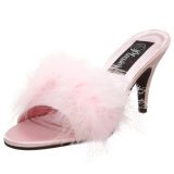 Pink Feathers 8 cm AMOUR-03 High Women Mules Shoes for Men