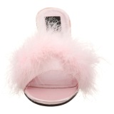 Pink Feathers 8 cm AMOUR-03 High Women Mules Shoes for Men