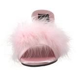 Pink Feathers 8 cm BELLE-301F High Women Mules Shoes for Men