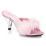 Pink Feathers 8 cm BELLE-301F High Women Mules Shoes for Men