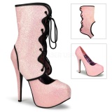 Pink Glitter 14,5 cm Burlesque TEEZE-31G Platform Pumps Shoes