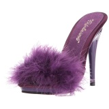 Purple 13 cm POISE-501F Marabou Feathers Mules Shoes