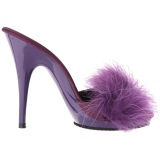 Purple 13 cm POISE-501F Marabou Feathers Mules Shoes