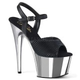 Quilted Leatherette 18 cm ADORE-709 Chrome Platform High Heel