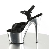 Quilted Leatherette 18 cm ADORE-709 Chrome Platform High Heel