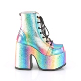 Rainbow 13 cm DEMONIA CAMEL-203 chunky goth ankle boots