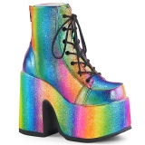 Rainbow 13 cm DemoniaCult CAMEL-203 chunky goth ankle boots