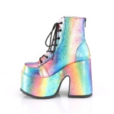 Rainbow 13 cm DemoniaCult CAMEL-203 chunky goth ankle boots