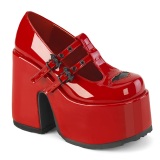 Red 13 cm Demonia CAMEL-55 chunky heel platform shoes