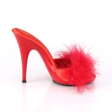 Red 13 cm POISE-501F Marabou Feathers Mules Shoes