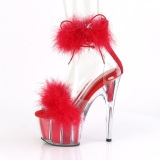 Red 18 cm ADORE-724F exotic pole dance high heel sandals with feathers