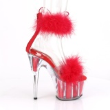 Red 18 cm ADORE-724F exotic pole dance high heel sandals with feathers