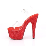 Red 18 cm BEJEWELED-708DM rhinestone platform high heels