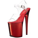 Red 20 cm FLAMINGO-808 Chrome Platform High Heels