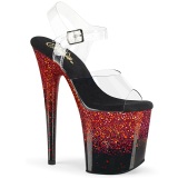 Red 20 cm FLAMINGO-808SS glitter platform high heels shoes