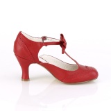 Red 7,5 cm retro vintage FLAPPER-11 Pinup Pumps Shoes with Low Heels