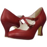 Red 7,5 cm retro vintage FLAPPER-35 Pinup Pumps Shoes with Low Heels