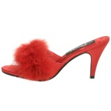 Red 8 cm AMOUR-03 Marabou Feathers Mules Shoes